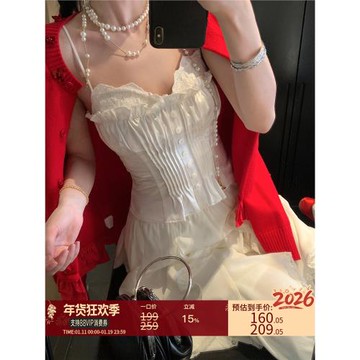 區區歐陽緞面抽褶蕾絲拼接襯衫女夏季設計感小眾辣妹胸衣吊帶上衣