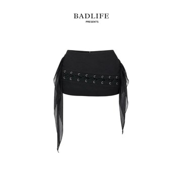 BADLIFE -  ASTERACEAE MINI SKIRT｜綁帶金屬環網紗短裙 高腰顯瘦 辣妹風迷你裙 正品