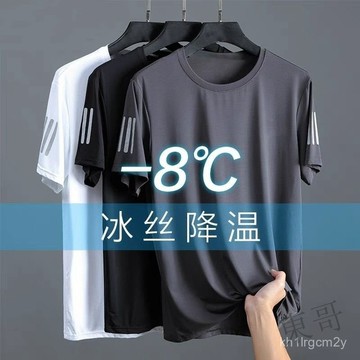 🐱 限時下殺 🐱 L-8XL大尺碼 男女涼感衣 冰絲衣 排汗衣 運動短袖 涼感排汗衫 男生運動上衣大碼透氣半袖休閒 1D