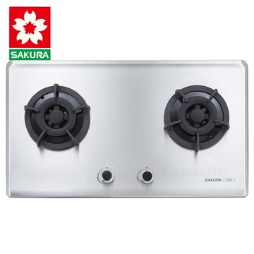 櫻花牌 g2522s 全平面髮絲紋不鏽鋼檯面式雙口瓦斯爐