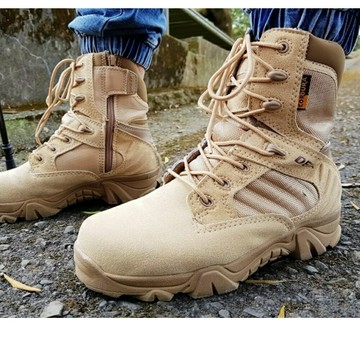 美麗大街【M112021713】 戶外 個性軍靴 中性多功能健行軍靴 淺沙漠色