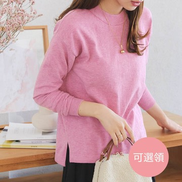 日本 Kobe Lettuce - 熱銷 可機洗柔軟針織上衣(可選領)-桃粉