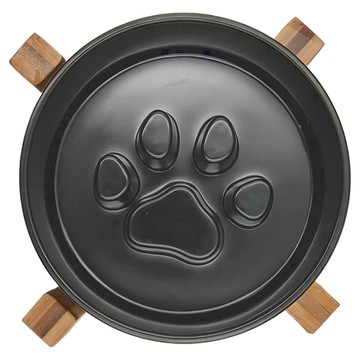 台寵 北歐風竹架寵物慢食碗-經典黑 美耐皿材質  1個