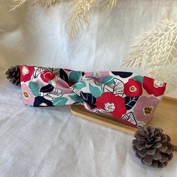 髮帶/交叉髮帶/春天的花園-紅款