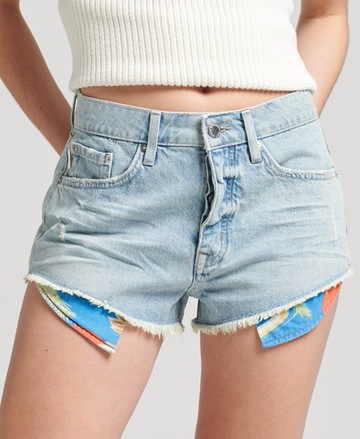 Superdry Women's Women's Vintage High Rise Cut Off Shorts Light Blue / Light Indigo Vintage - Size: 30