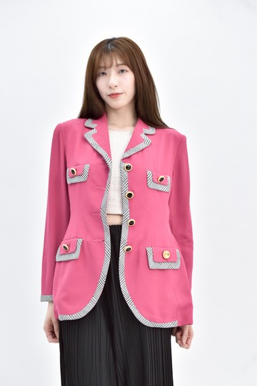 (S) sara de italia 紅色排釦桃外套