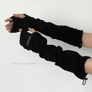 機車黑色防曬袖套酷辣妹女款夏季遮手套冰袖冰絲護臂寬松男護袖潮