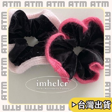 🔥臺灣出貨🔥可開發票✅輕飾時光溫柔海馬毛線絲絨大腸髮圈韓系氣質優雅時尚小衆撞色新款馬尾發繩