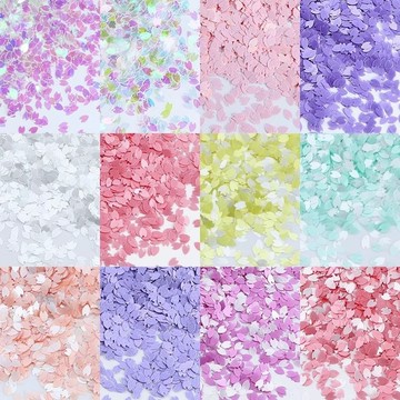 🎀台灣出貨🎀美甲材料10克袋裝櫻花花瓣亮片小清新系列12色美甲閃片DIY滴膠流麻填充物
