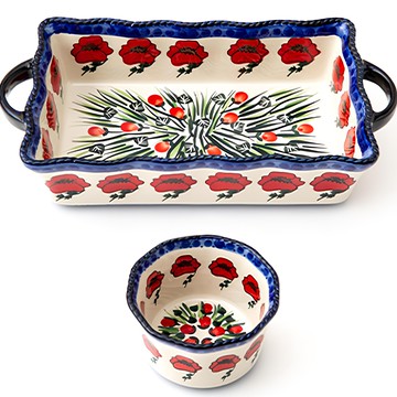 Pavie 帕妃耶 紅罌粟烤盅2件組  1組  Red Poppy