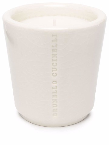 Brunello Cucinelli - logo-embossed ceramic candle - unisex - citronella/ceramic - One Size - White