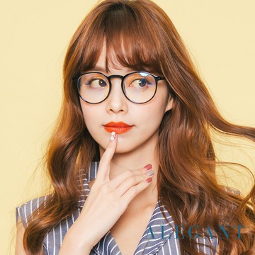 ALEGANT日式親子系列學院黑TR90輕量圓框造型UV400濾藍光眼鏡