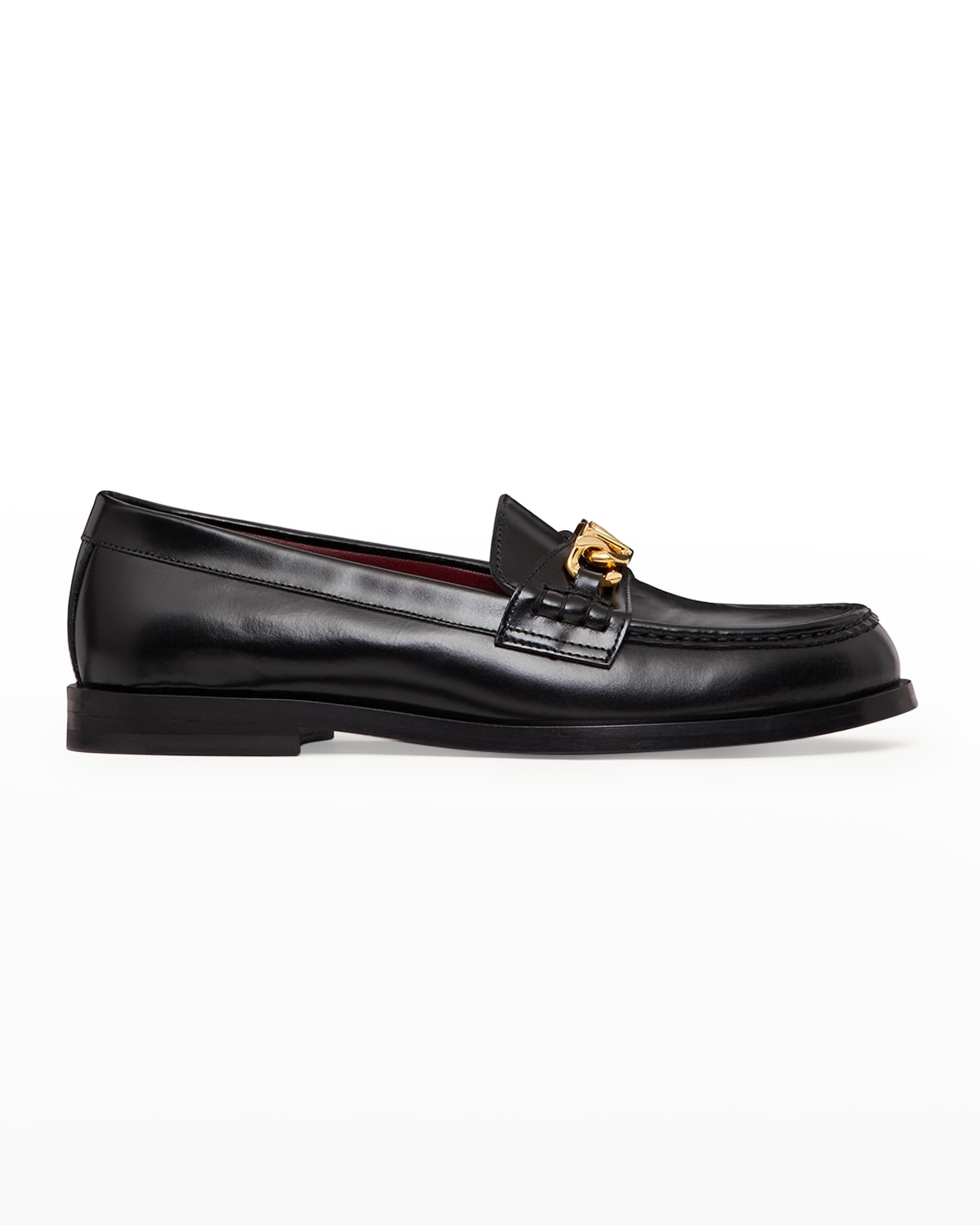 VLogo Chain Leather Loafers