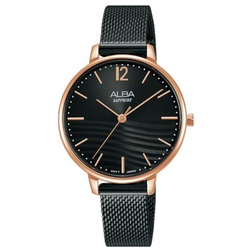 ALBA 雅柏 VJ21-X168SD(AH8762X1) 簡約米蘭時尚流沙紋路女錶/黑面 32mm｜樂天領券現折★全館特惠中★指定刷卡回饋10%
