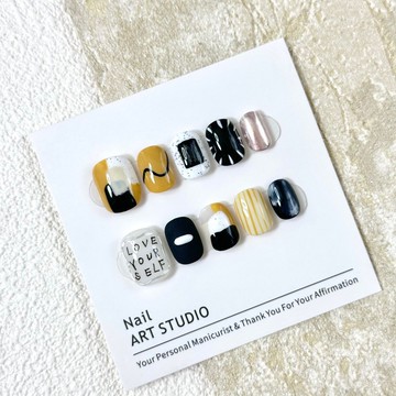 ✨Hannah✨【現代主義】現代經典配色日常小衆設計感ins風高級純手工穿戴甲純手工穿戴甲 9HQK