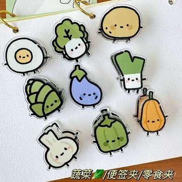 好貨下殺🌈搞怪蔬菜便簽夾學生ins風高顔值少女心雙麵亞克力PP夾收納小清新 BD0Q