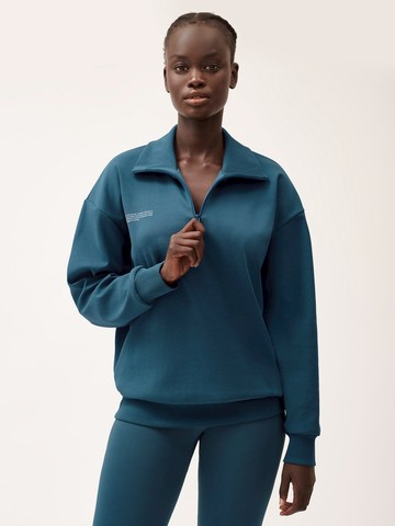 PANGAIA - Double Jersey Half Zip Sweater - storm blue - M M