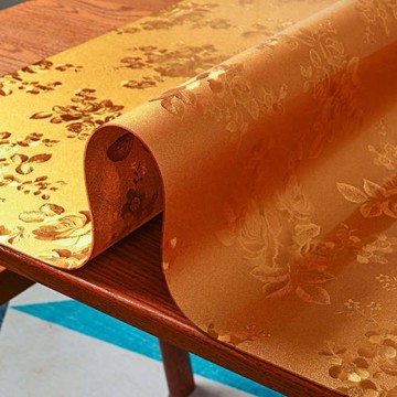 金色印花高級感家用軟玻璃餐桌茶幾電視柜墊PVC供佛桌布防水免洗