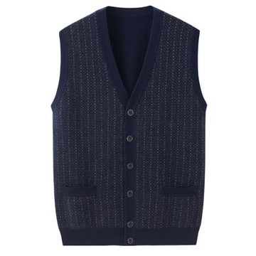 絨喆100山羊絨馬甲背心男加厚保暖坎肩中老年開衫針織毛衣E1502