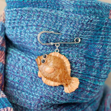 和紙飾品 胸針 比目魚 海魚