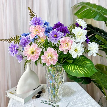 洛陽牡丹 婚慶仿真花6頭雪蓮絹花假花ins風家居客廳裝扮擺件裝飾花婚禮派對家庭裝飾