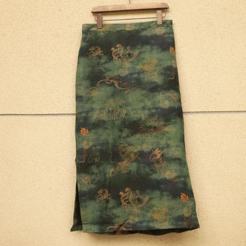 河泥原創設計真絲桑蠶絲絹紡香云紗裹裙一步裙半身裙長款女款半裙