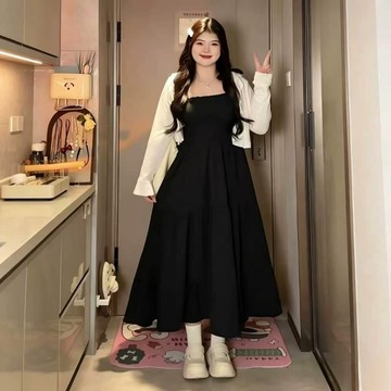『ATC』 女 洋裝 夏天 法式復古戰神長洋裝夜光木槿葡萄紫光感顯瘦雙層Ａ擺棉花糖專屬防副乳空調房內搭不悶汗黑馬甲線
