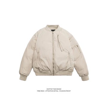 WH先生日系純色棒球領男女春秋季新款百搭寬松情侶飛行員外套