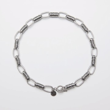 MIXTURE. MN032 多圈節串接紋路長方形環純鋼項鍊