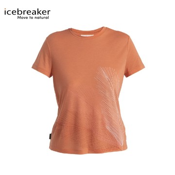 【Icebreaker 女 Core 圓領短袖上衣(羽毛輕拂)《牡丹粉》】0A56Y5/排汗衣/短T/羊毛衫