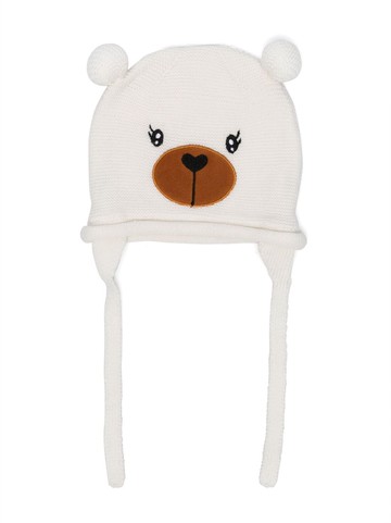 Monnalisa - Teddy Bear beanie - kids - Polyester/Acrylic/Polyamide/Wool - XS - White
