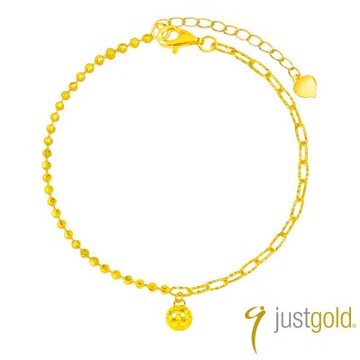 【Just Gold 鎮金店】雙鍊金球 黃金手鍊 (網路限定)