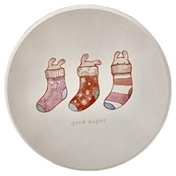 小清新系列 珪藻土吸水杯墊 Set 6 台灣製  10x10x0.9cm  晚安兔子  1組