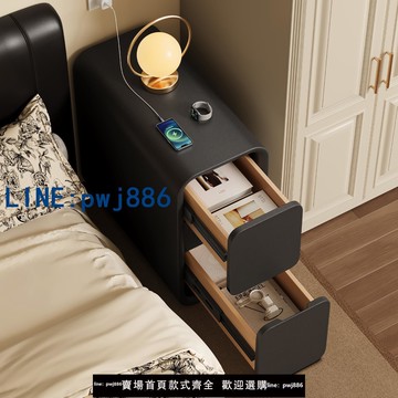 【台灣公司 可打統編】小型床頭柜簡約現代臥室夾縫實木家用迷你超窄床邊置物架簡易輕奢