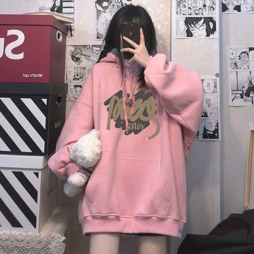 胖胖美依 S-4XL 大碼女裝 印花上衣 學院風 連帽T卹 大尺碼上衣 新款連帽衛衣女印花寬鬆上衣-2215.