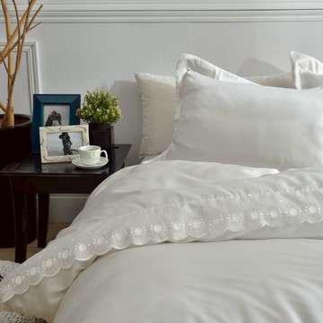 床包組-內含床包+枕套/天使天絲/02038-1天絲素色(白)