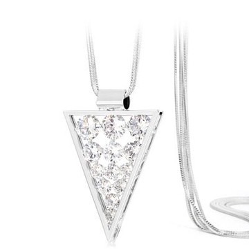 鑲鑽項鍊 毛衣鍊-簡約三角鏤空設計女飾品73fv194【獨家進口】【米蘭精品】