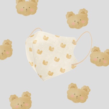 Fluffy手繪系列｜CHENYU辰昱 3D醫療透氣口罩(30入) 3-7歲 - 可愛小熊