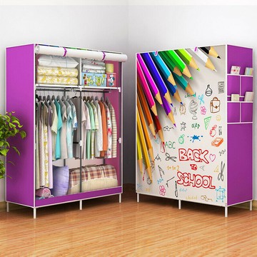 全景3D簡易衣櫃 加固鋼架款組閤布衣櫥 防塵組裝布衣櫃 出租屋宿捨公寓組裝衣櫃 衣櫥收納 大容量 置物架 收納櫃衣架