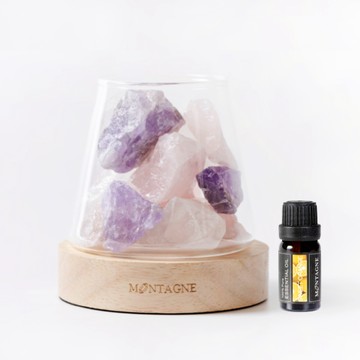 【Montagne】水晶擴香組｜三彩水晶（紫粉白）｜權利X人緣X記憶 -甜橙10ml _廠商直送