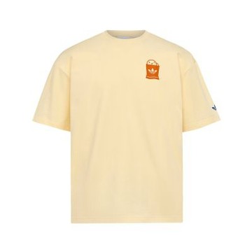 Adidas Food Tee SS 男款 女款 淺黃色 寬鬆 印花 棉質 T恤 運動 休閒 短袖 LC6507