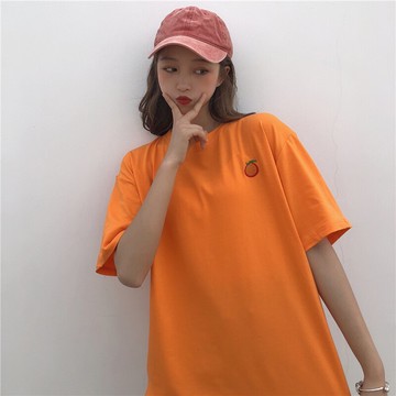 超火cec短袖女新款歐貨大版T恤韓版學生百搭芥末綠上衣ins潮