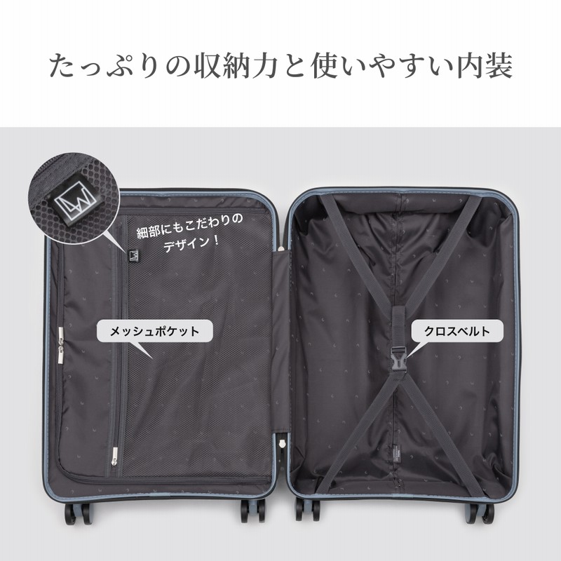 【超軽量】スーツケース／キャリーケース Ｍサイズ LW 59cm 5303-59 スーツケース キャリーケース ファスナータイプ
