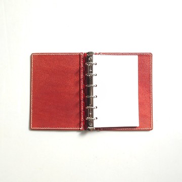 Pocket (Mini 6 穴) 組織者 皮革鉸鏈系統手帳 Red