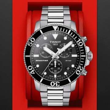 TISSOT天梭 Seastar1000 海洋之星 潛水計時石英腕錶 45.5mm / T1204171105100