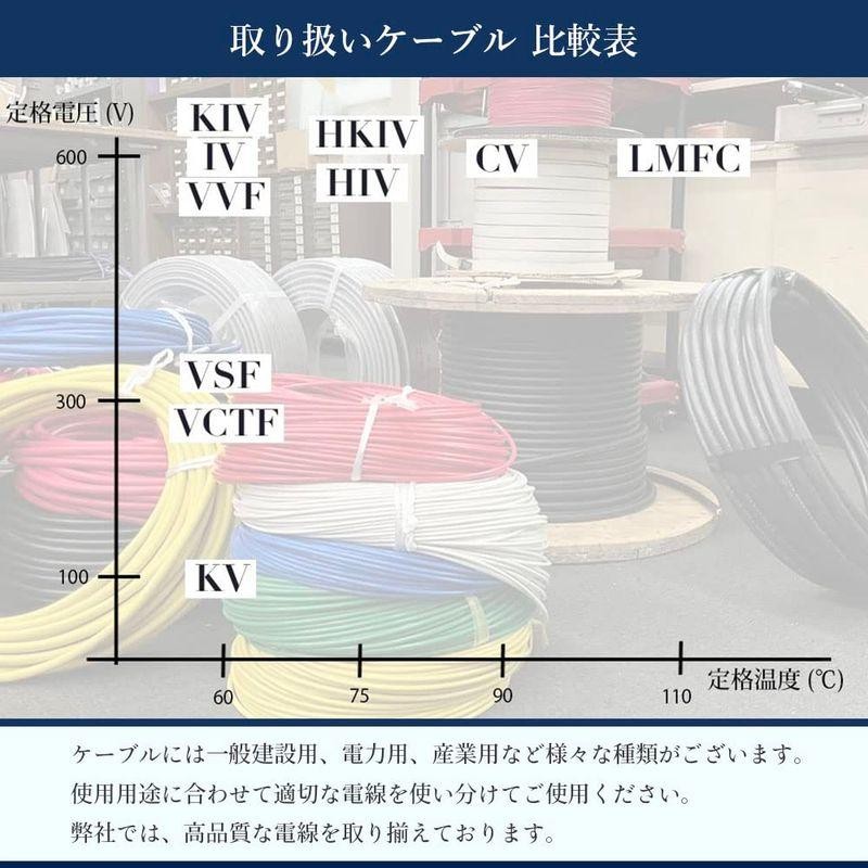 IVケーブル 22sq 赤色 5ｍ 切り売り1ｍ?100m 600Vケーブル 電気機器用