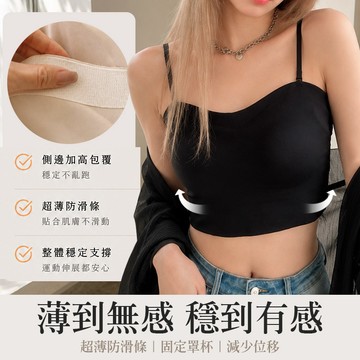 PUFII-Bra Top 細肩帶可拆超薄防滑條無痕固定杯拉提隱藏副乳背心小可愛Bra Top-0717 現+預 夏【CP33901】