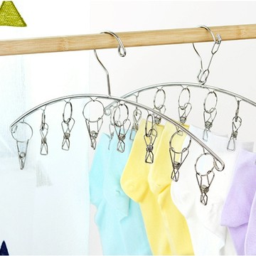 台灣現貨🔥不銹鋼曬衣架 兒童衣架 不銹鋼曬衣架襪架 弧形8夾晾曬架  晾曬架 防滑小朋友衣架  防風衣架 掛衣架