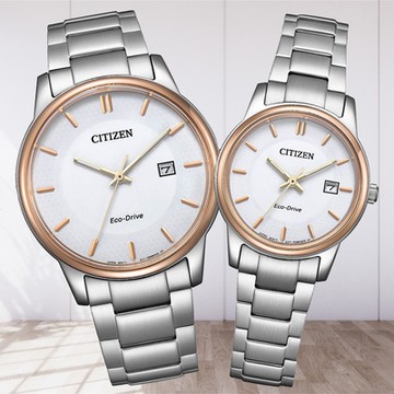 CITIZEN星辰 PAIR系列 光動能時尚對錶 新年禮物 推薦 送禮 (BM6979-74A+EW2319-71A)