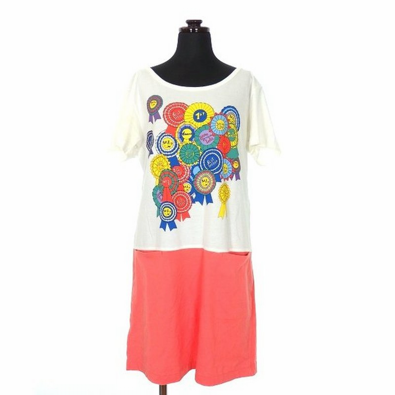 中古 シーバイクロエ See By Chloe 切替 プリント ワンピース チュニック コットン 半袖 I38 ホワイト ピンク 白 春夏 通販 Lineポイント最大0 5 Get Lineショッピング